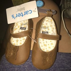 CARTER’S Baby Girl 3-6m Brwn Dress Shoe-Butterfly
